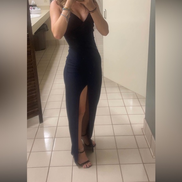 green emerald velvet dress Rent Dress The Population Black Jordan Maxi Dress